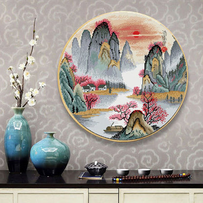 Lijiang River Landscape - 11CT Stamped Cross Stitch 50*50CM