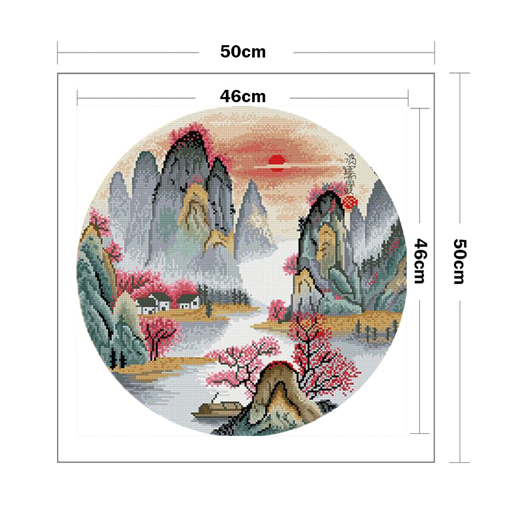 Lijiang River Landscape - 11CT Stamped Cross Stitch 50*50CM