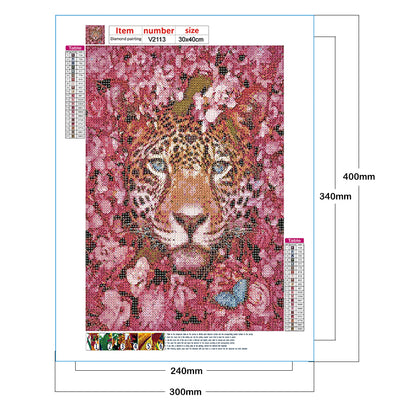 Cheetah And Flower - Full Round Drill Diamond Painting 30*40CM