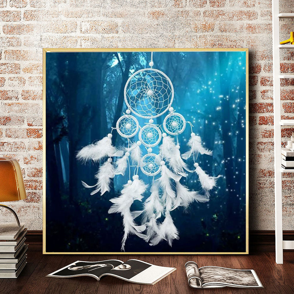 White Dream Catcher - Full Round Drill Diamond Painting 50*50CM