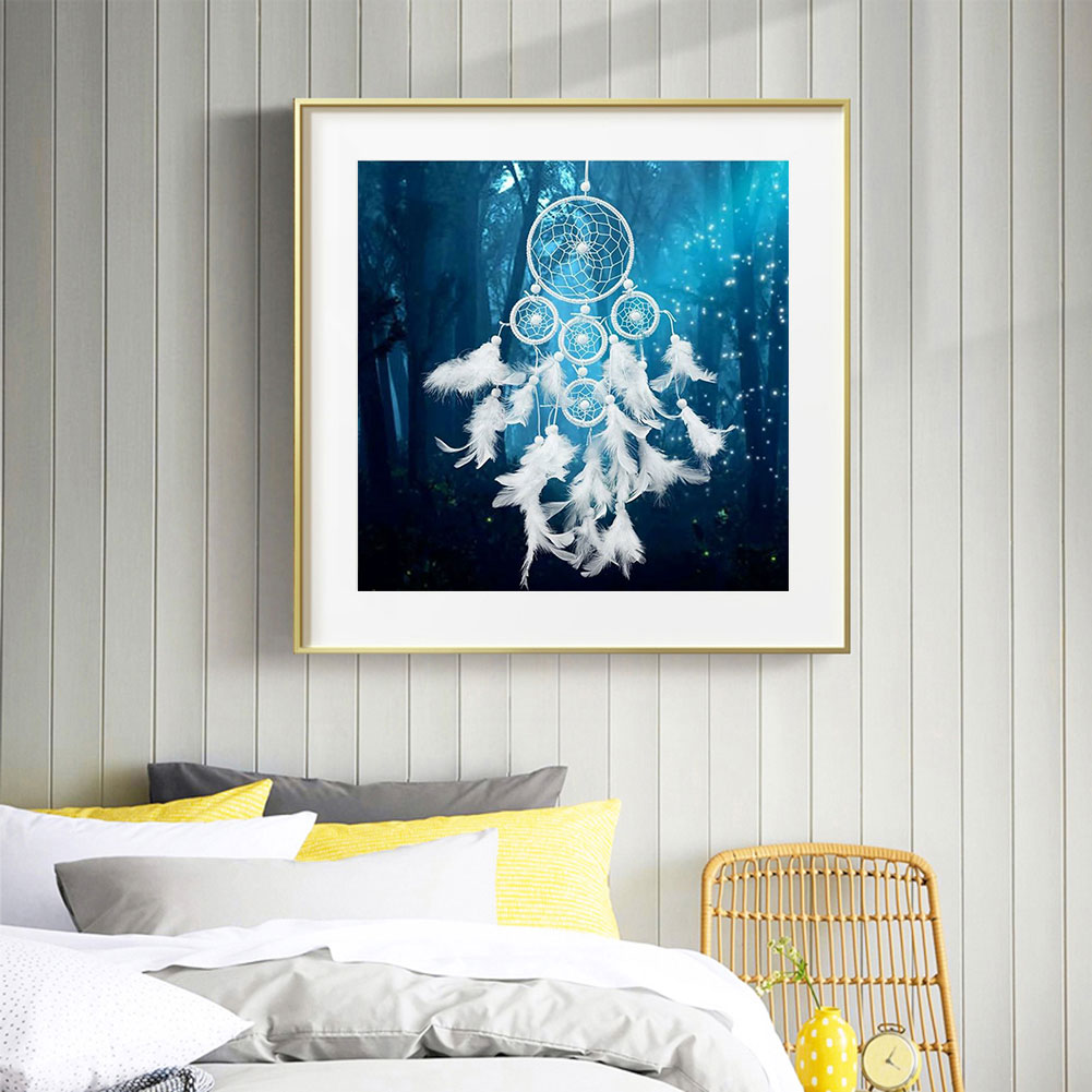 White Dream Catcher - Full Round Drill Diamond Painting 50*50CM