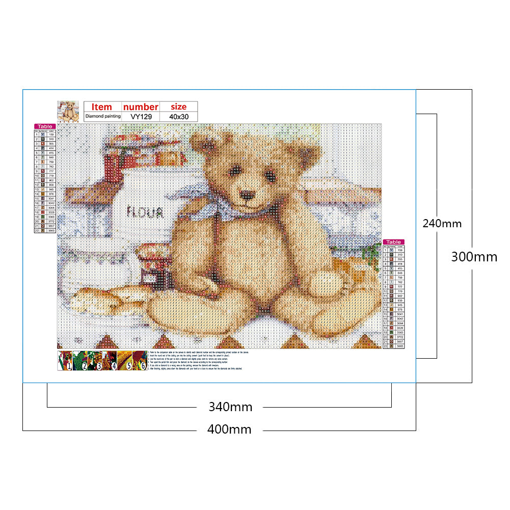 Teddy Bear - Full Round Drill Diamond Painting 40*30CM