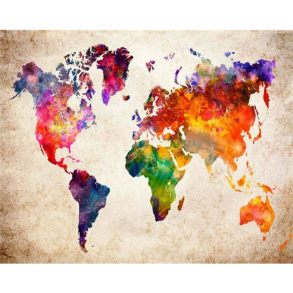 World Map - Full Round Drill Diamond Painting 40*30CM