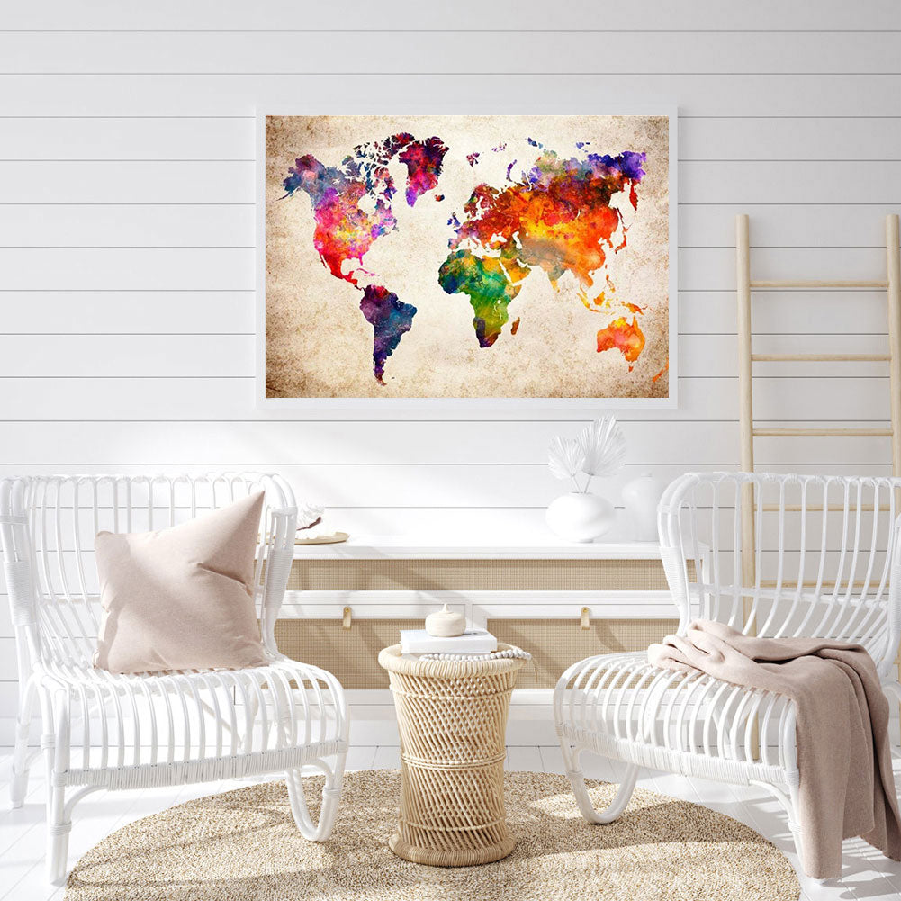 World Map - Full Round Drill Diamond Painting 40*30CM
