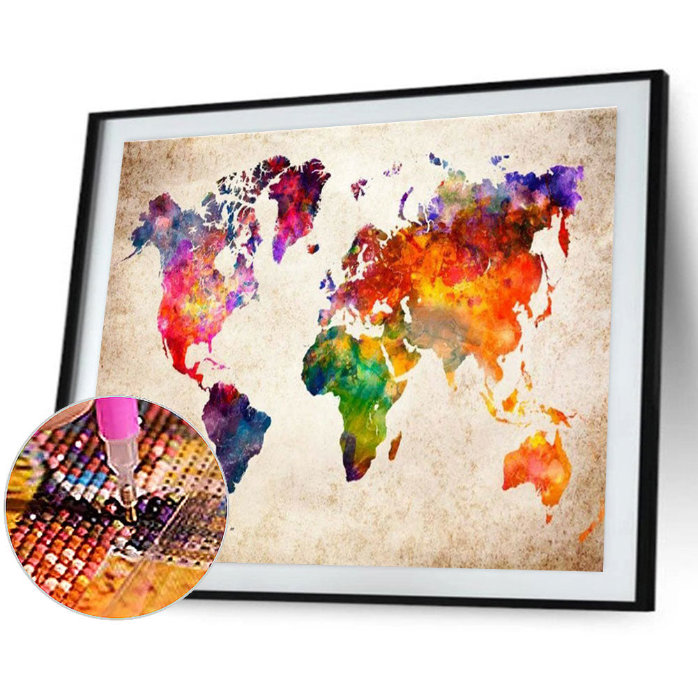 World Map - Full Round Drill Diamond Painting 40*30CM