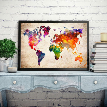 World Map - Full Round Drill Diamond Painting 40*30CM