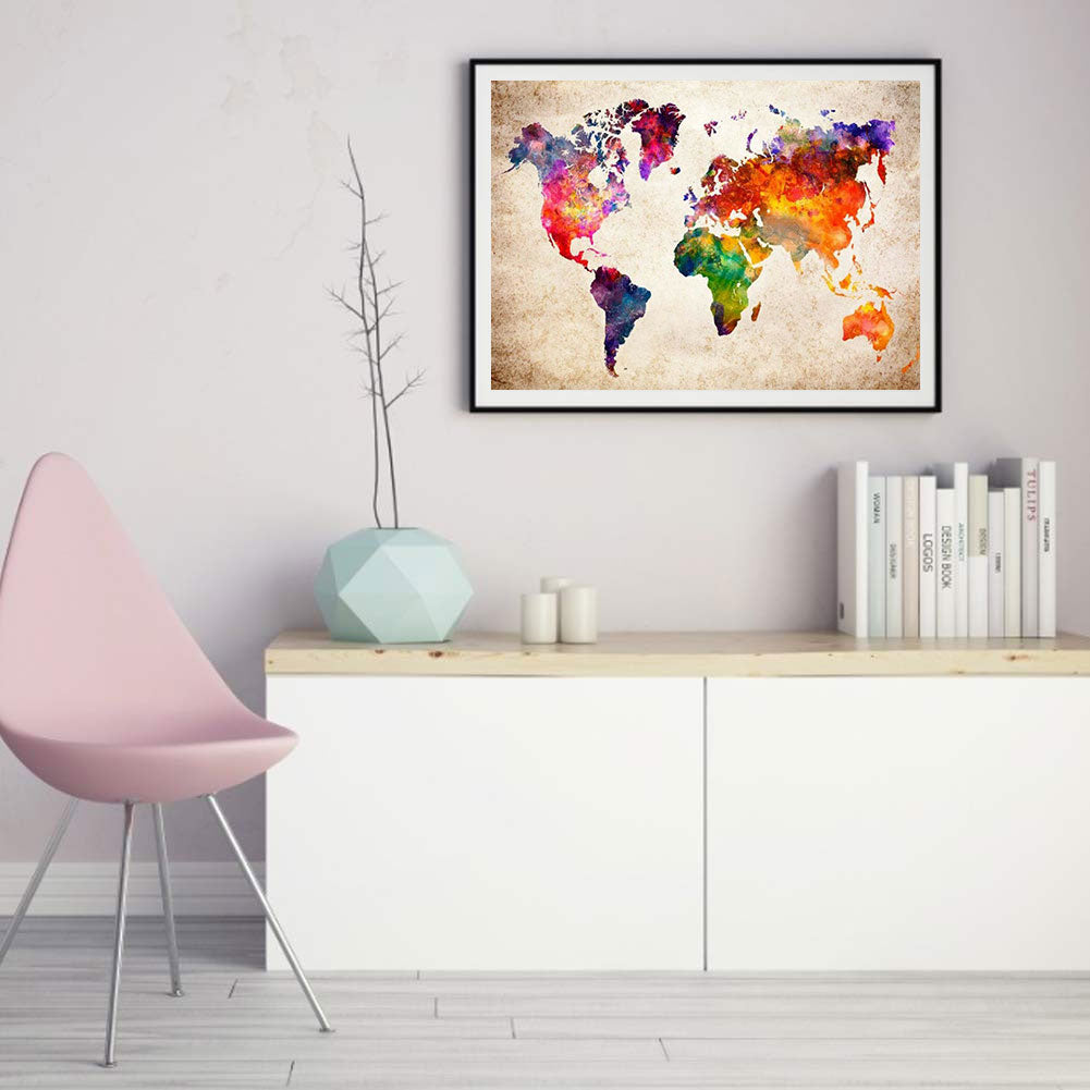 World Map - Full Round Drill Diamond Painting 40*30CM