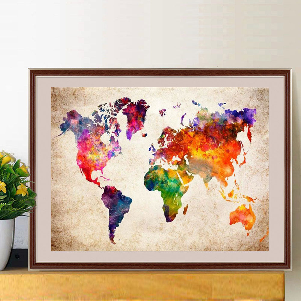 World Map - Full Round Drill Diamond Painting 40*30CM