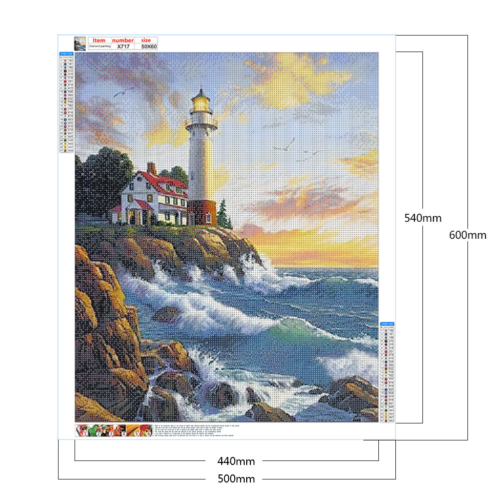 Sunset Lighthouse - Full Round Drill Diamond Painting 50*60CM