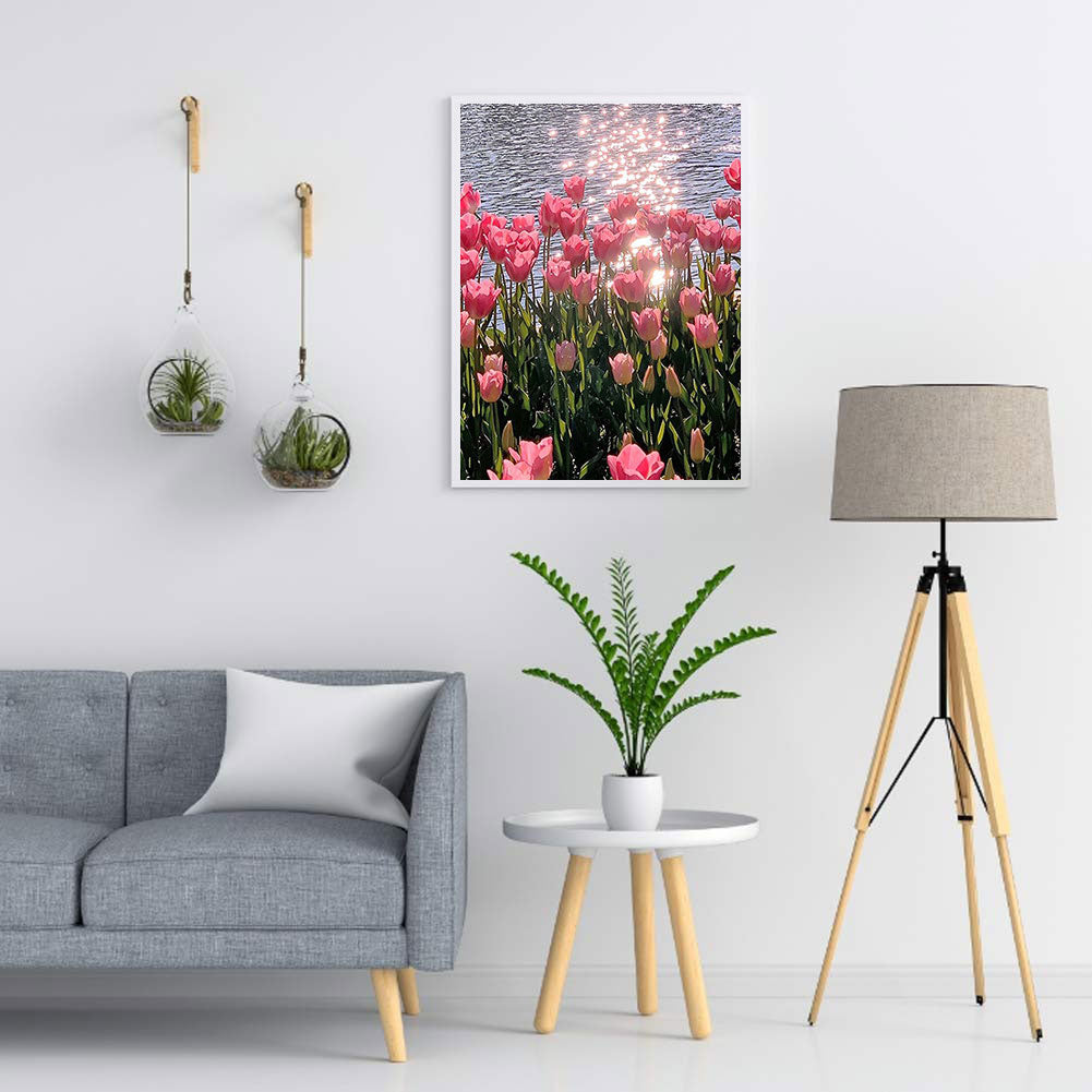 Pink Tulips - Full Round Drill Diamond Painting 30*40CM