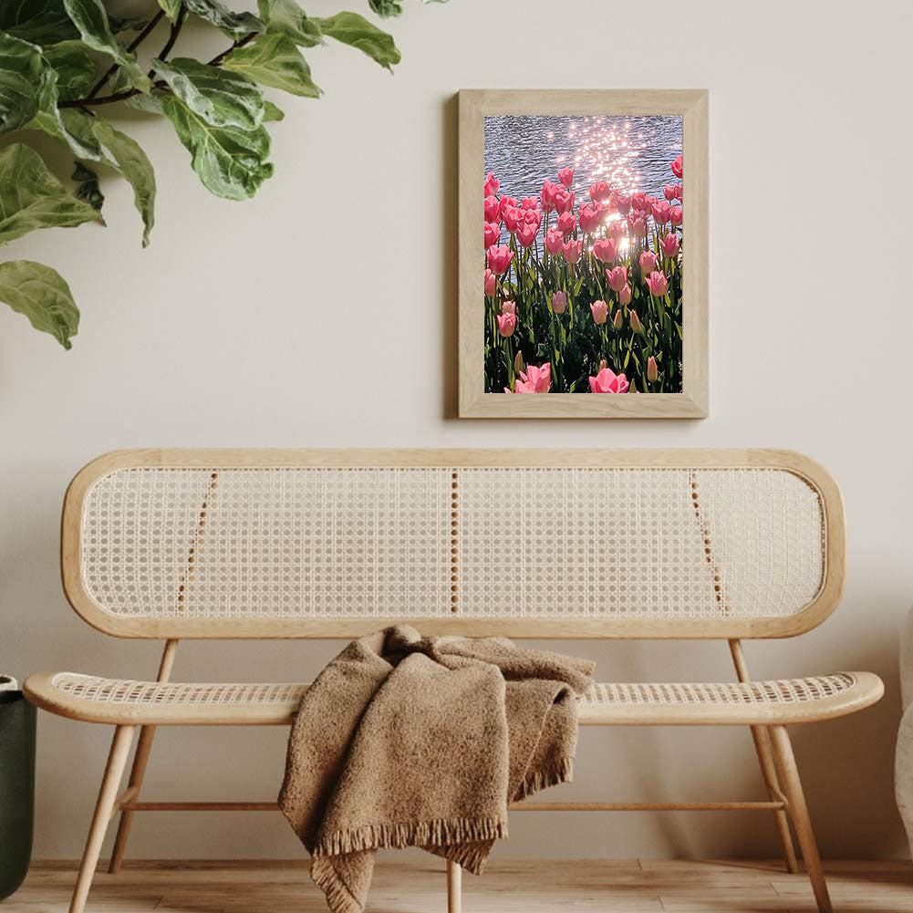 Pink Tulips - Full Round Drill Diamond Painting 30*40CM