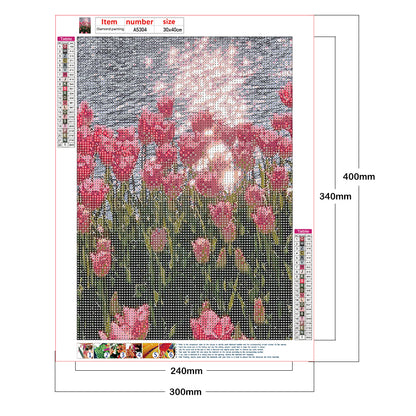 Pink Tulips - Full Round Drill Diamond Painting 30*40CM