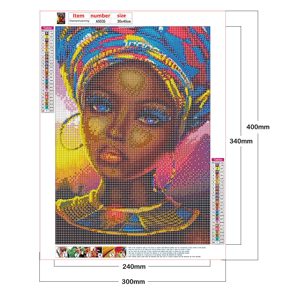 African Woman - Full Round Drill Diamond Painting 30*40CM