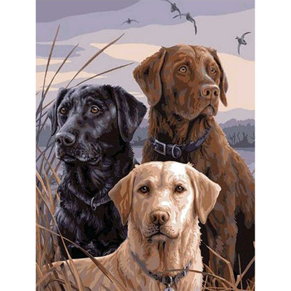 Three Puppies - Full Round Drill Diamond Painting 40*50CM