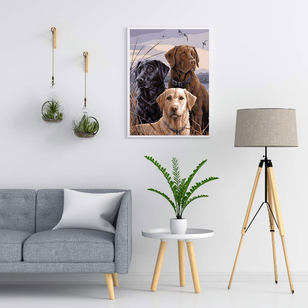 Three Puppies - Full Round Drill Diamond Painting 40*50CM
