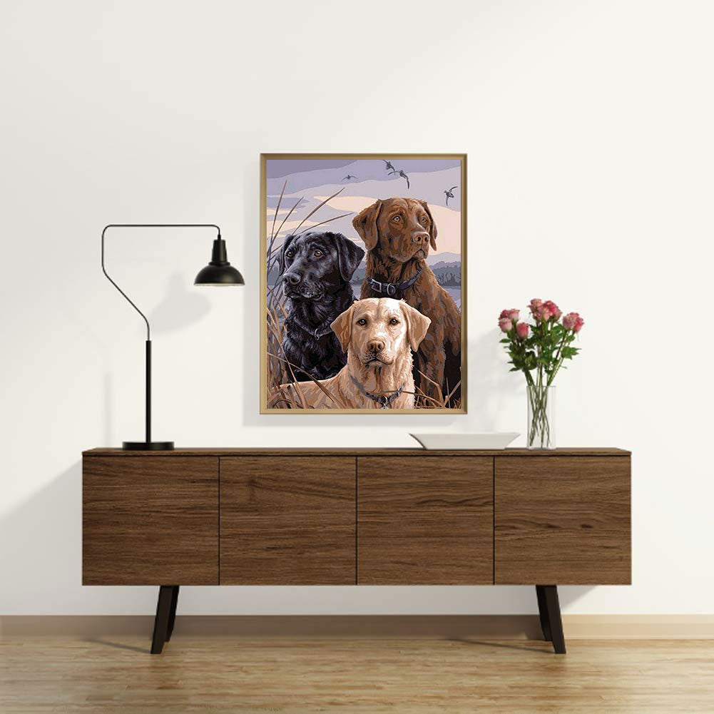 Three Puppies - Full Round Drill Diamond Painting 40*50CM