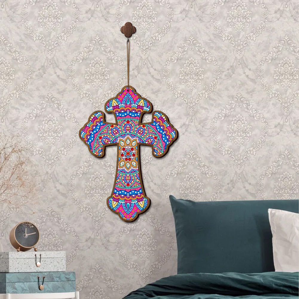 Wooden Jesus Christ Cross Pendant DIY Diamond Painting Religion Pray Decor