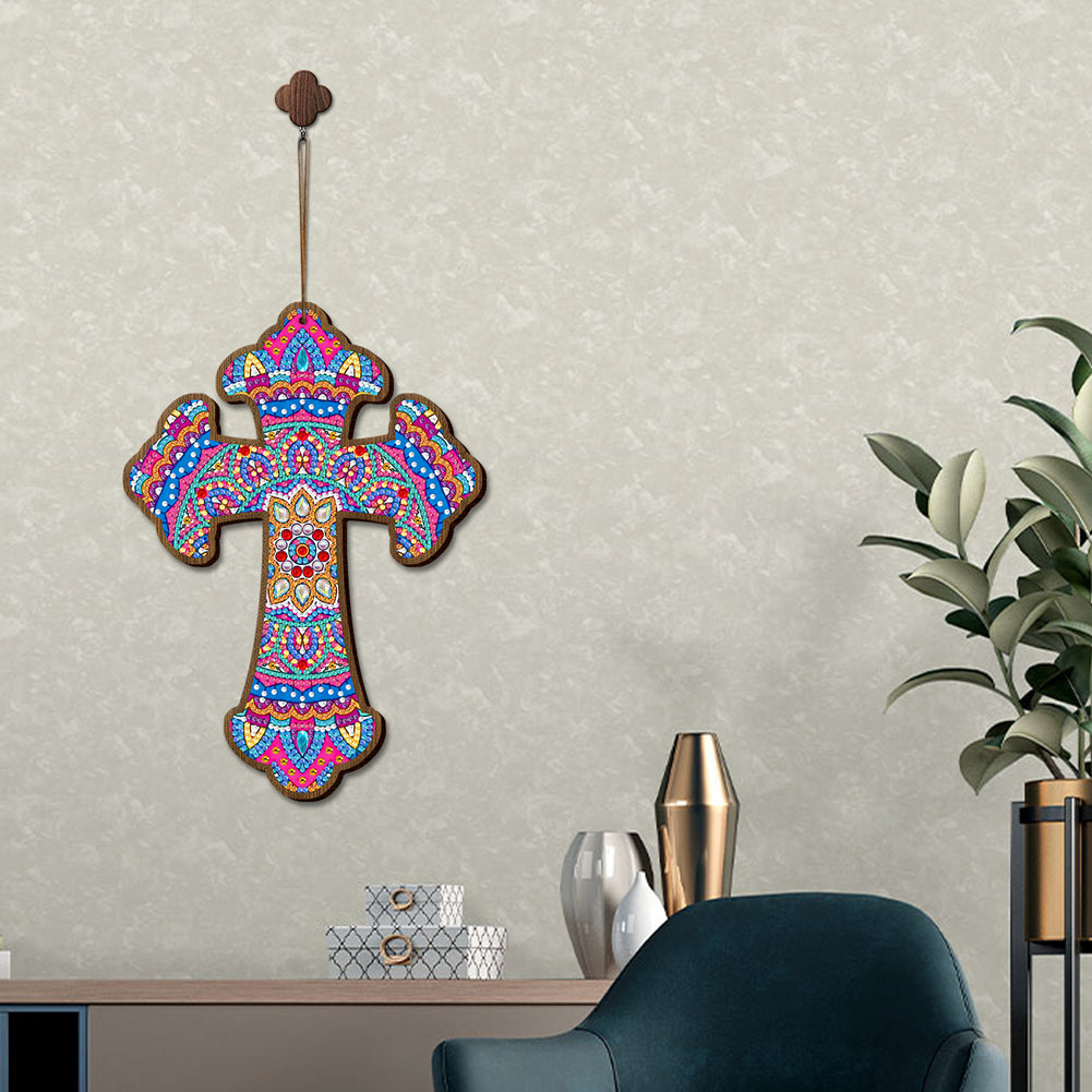 Wooden Jesus Christ Cross Pendant DIY Diamond Painting Religion Pray Decor