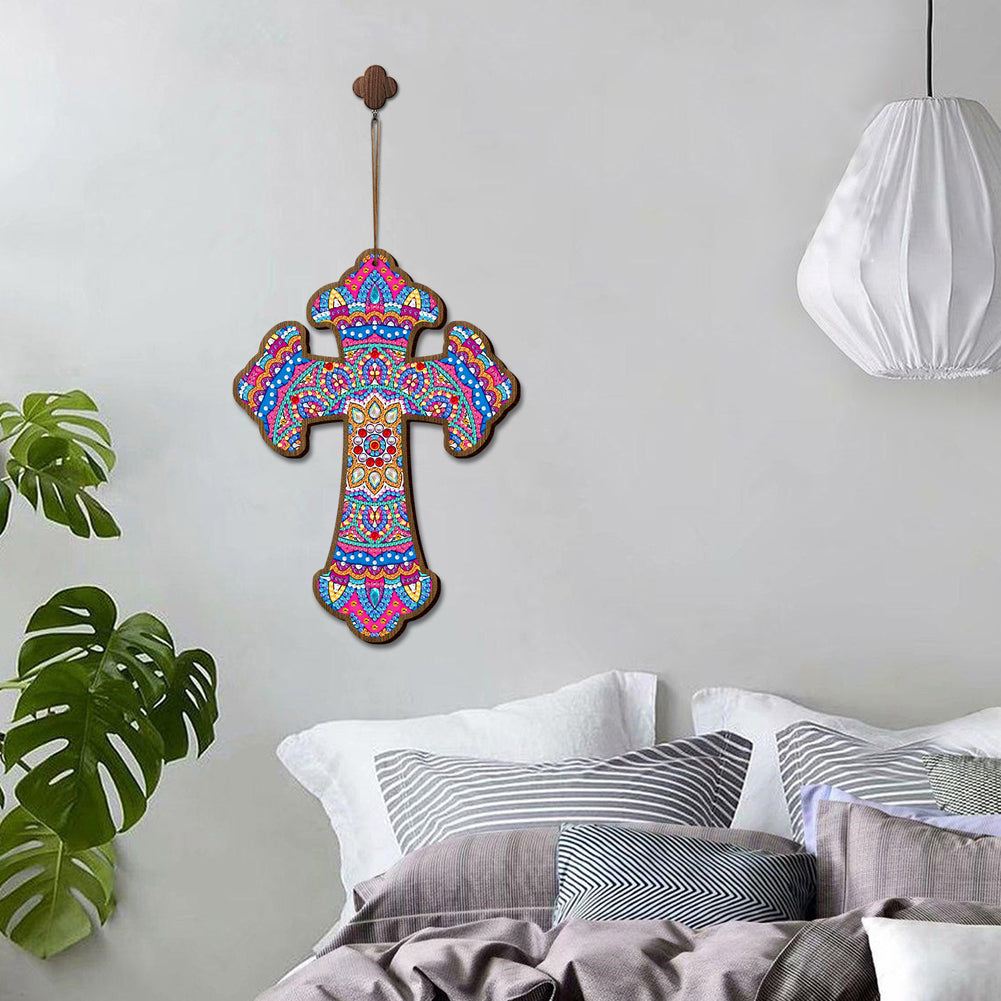 Wooden Jesus Christ Cross Pendant DIY Diamond Painting Religion Pray Decor