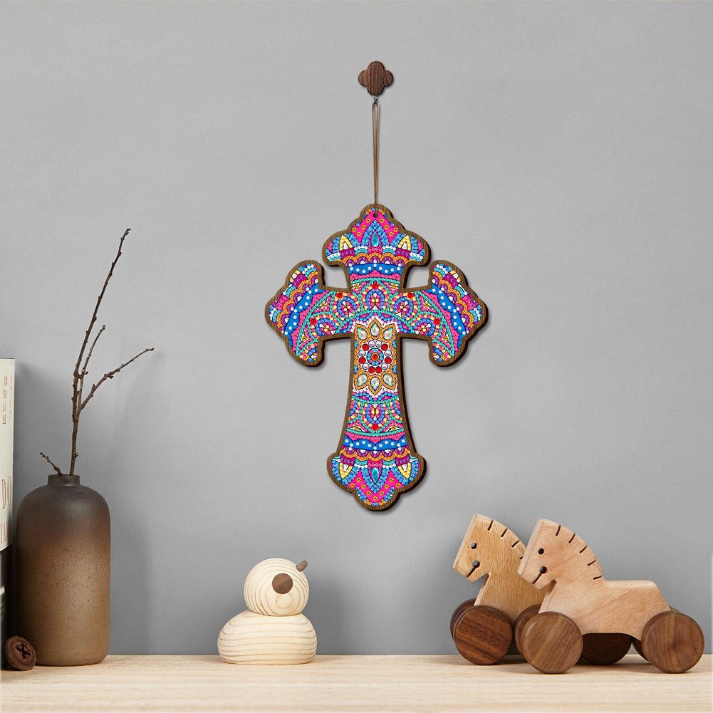 Wooden Jesus Christ Cross Pendant DIY Diamond Painting Religion Pray Decor