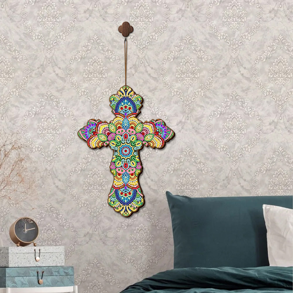 Wooden Jesus Christ Cross Pendant DIY Diamond Painting Religion Pray Decor