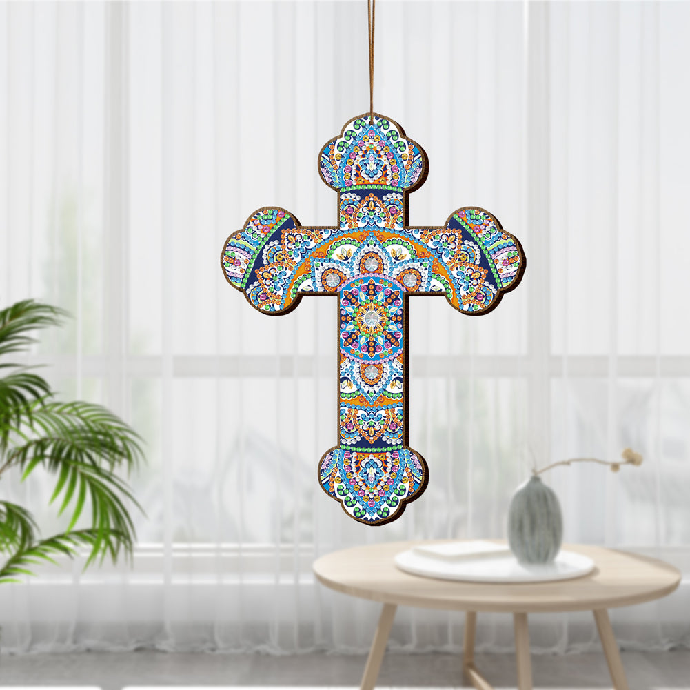 Wooden Jesus Christ Cross Pendant DIY Diamond Painting Religion Pray Decor