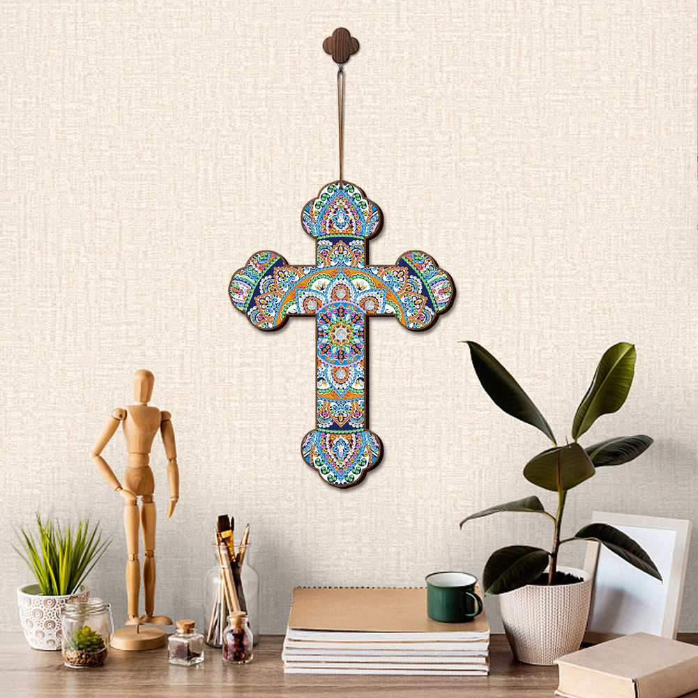 Wooden Jesus Christ Cross Pendant DIY Diamond Painting Religion Pray Decor