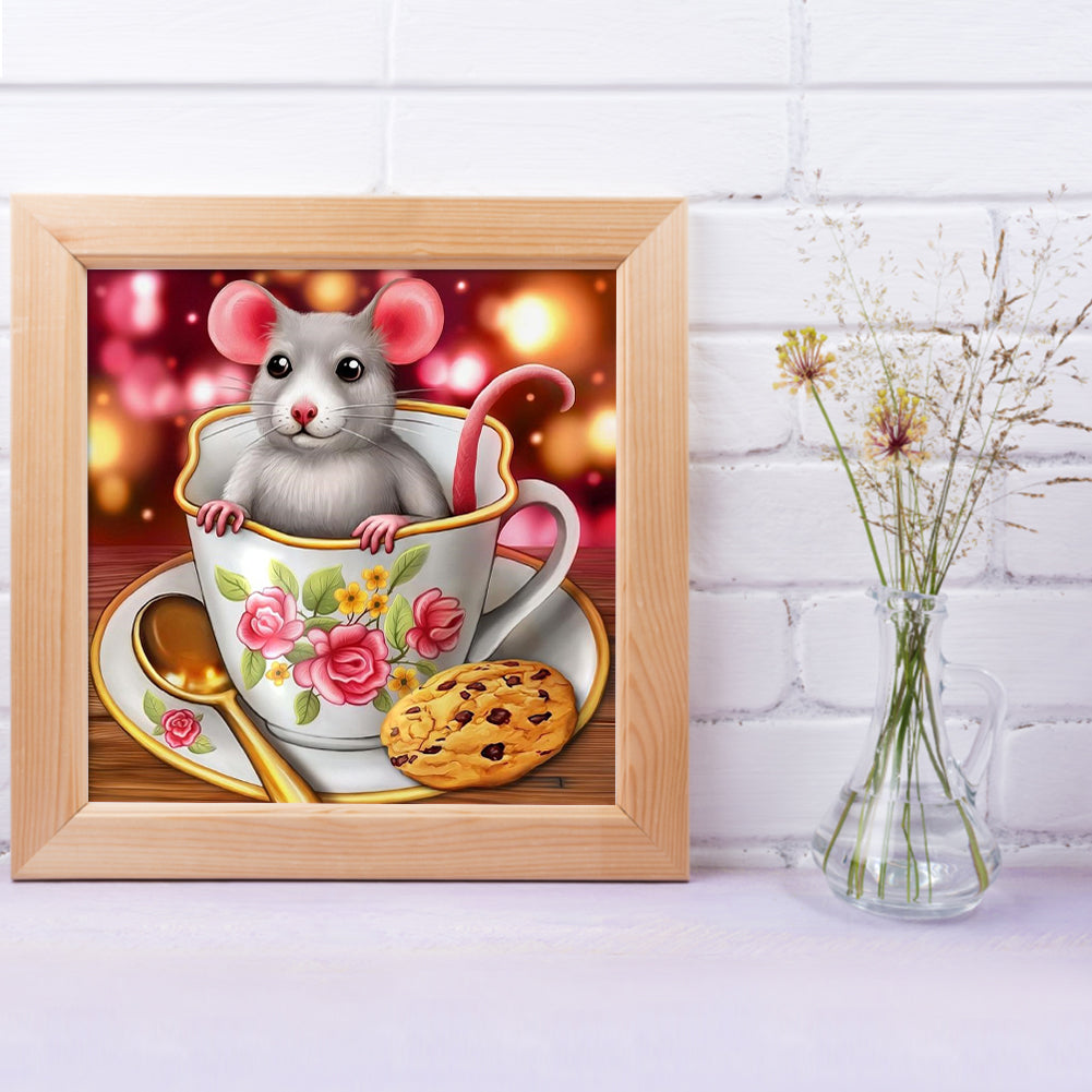 Mouse In Teacup - Full Square Drill Diamond Painting 30*30CM