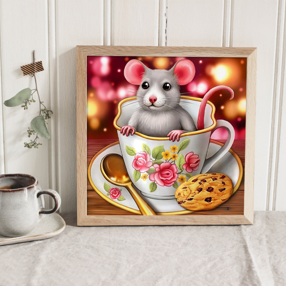 Mouse In Teacup - Full Square Drill Diamond Painting 30*30CM