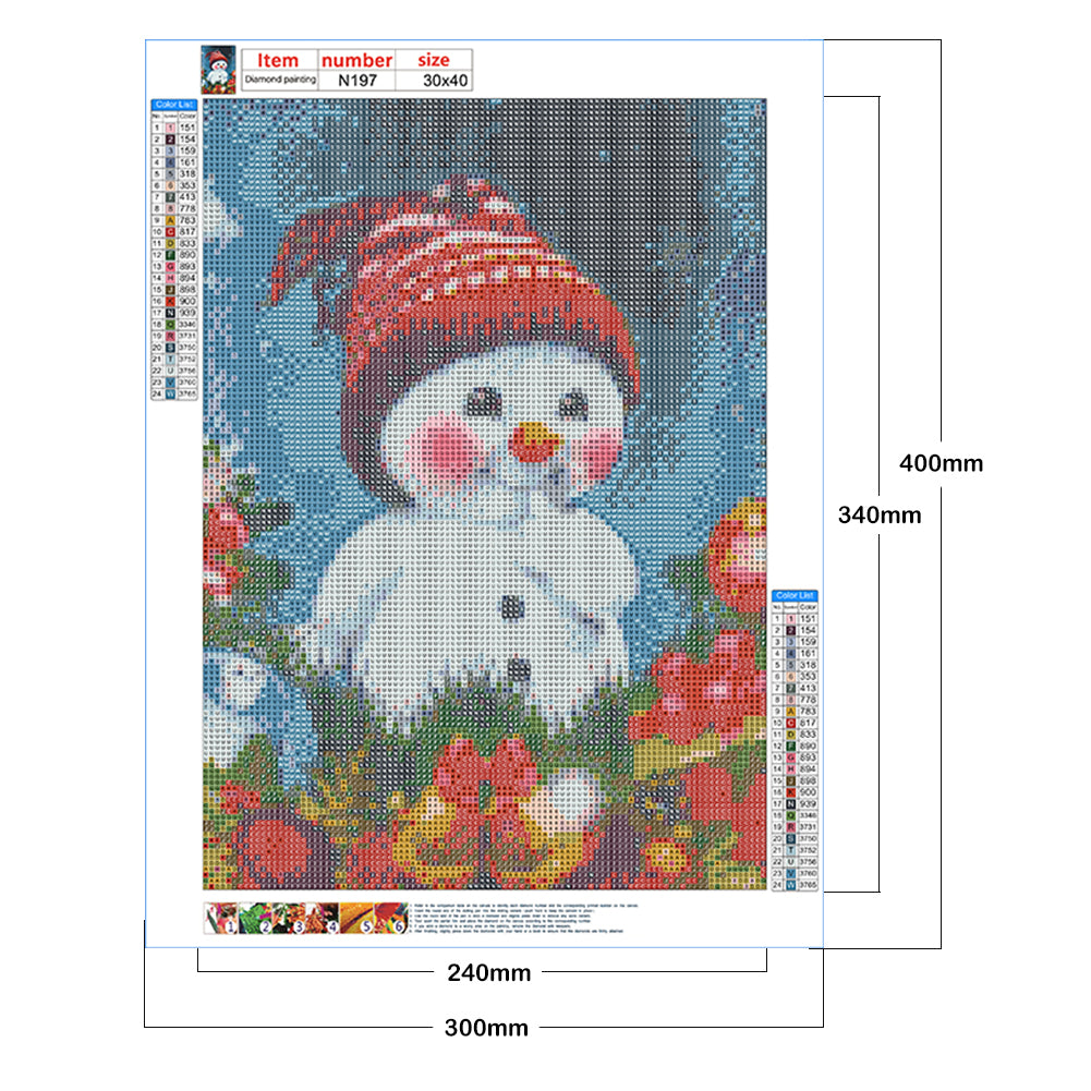 Cartoon Snowman - Full Square Drill Diamond Painting 30*40CM