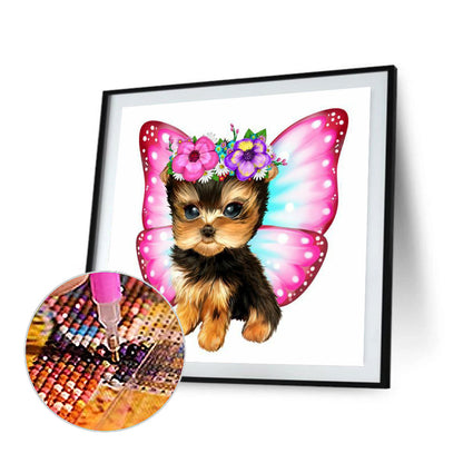 Butterfly Puppy - Full Round Drill Diamond Painting 30*30CM