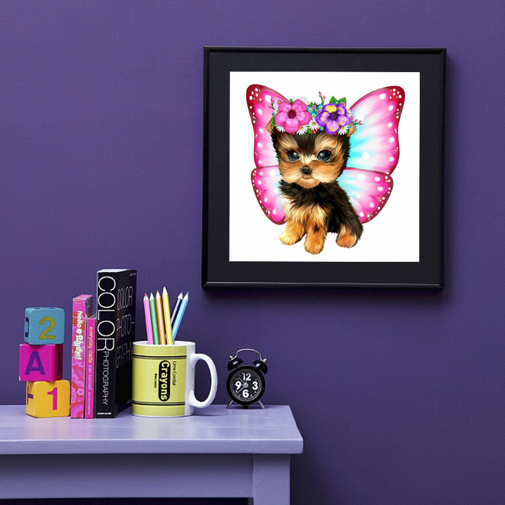 Butterfly Puppy - Full Round Drill Diamond Painting 30*30CM