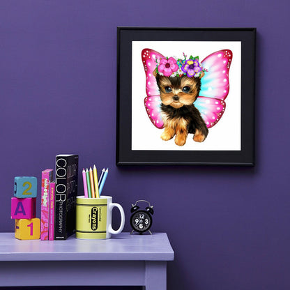 Butterfly Puppy - Full Round Drill Diamond Painting 30*30CM