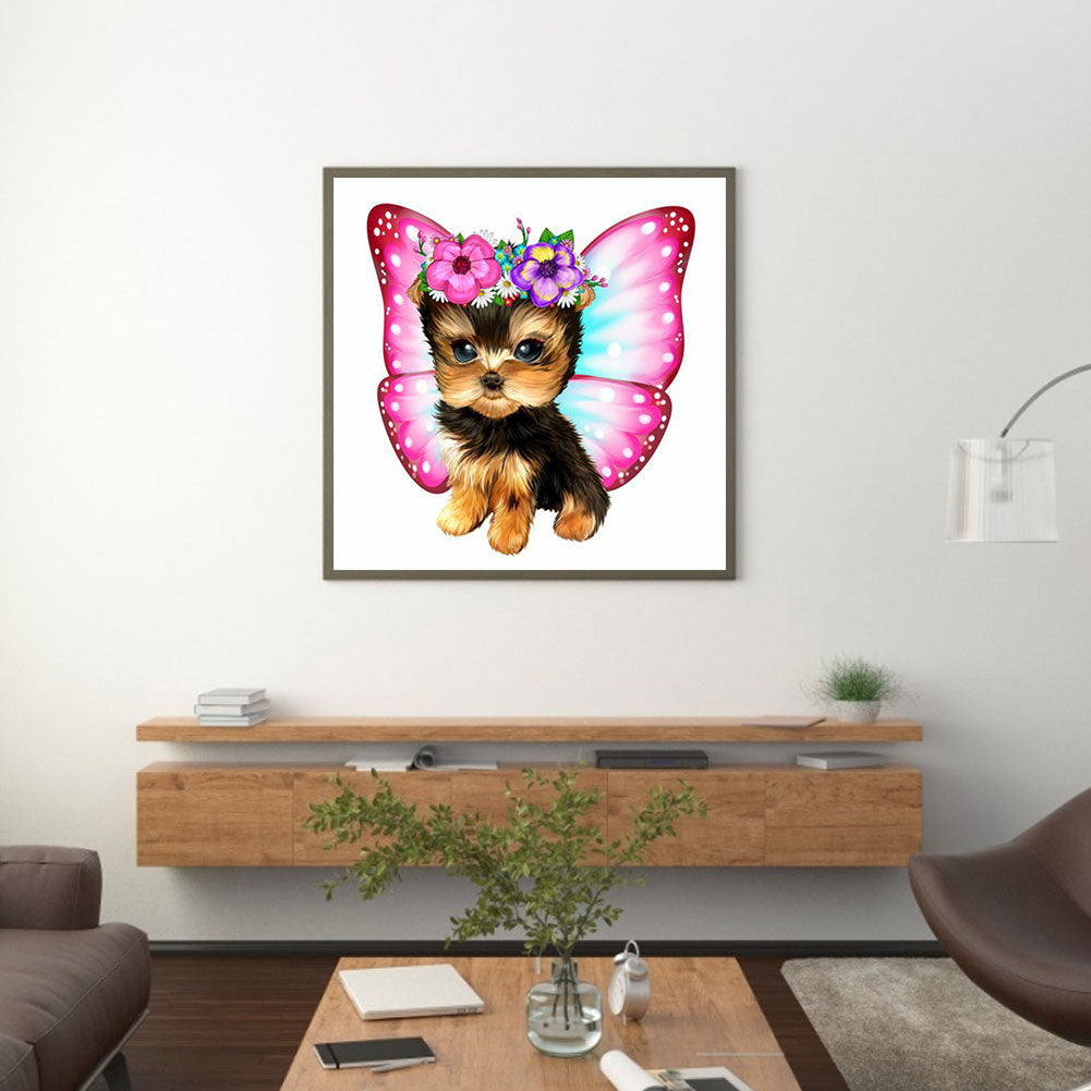Butterfly Puppy - Full Round Drill Diamond Painting 30*30CM
