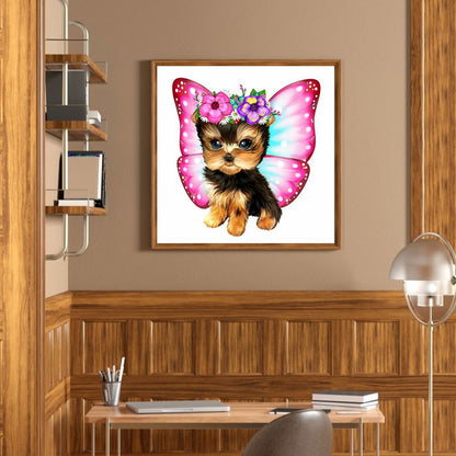 Butterfly Puppy - Full Round Drill Diamond Painting 30*30CM