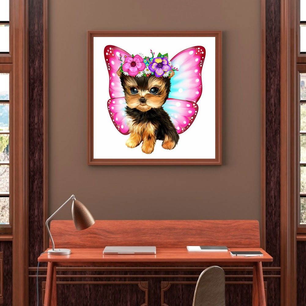 Butterfly Puppy - Full Round Drill Diamond Painting 30*30CM