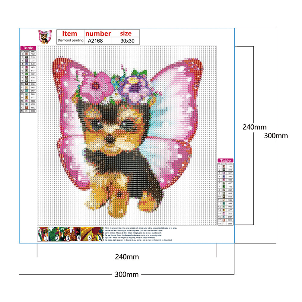 Butterfly Puppy - Full Round Drill Diamond Painting 30*30CM