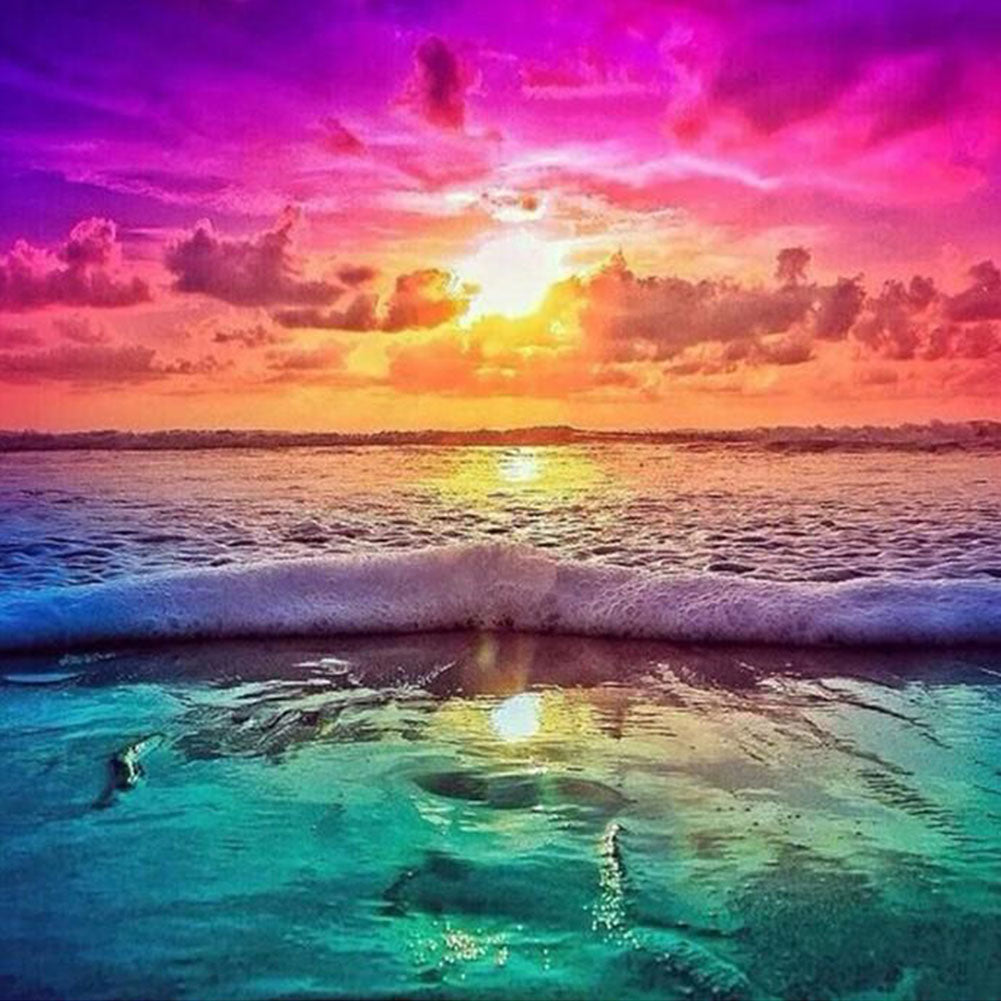 Seaside Sunrise - Full Round Drill Diamond Painting 40*40CM
