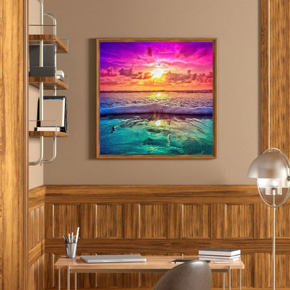 Seaside Sunrise - Full Round Drill Diamond Painting 40*40CM