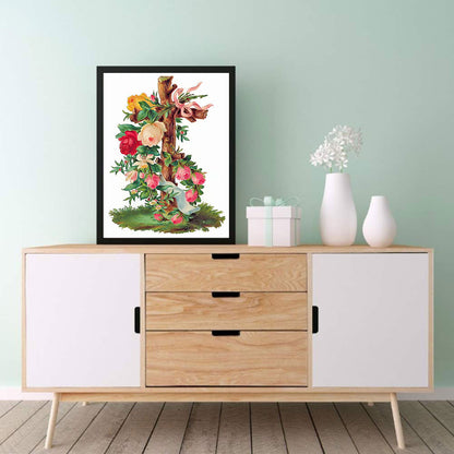 Flower Cross - Full Round Drill Diamond Painting 30*40CM