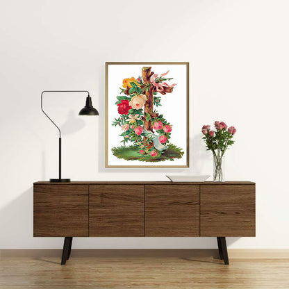 Flower Cross - Full Round Drill Diamond Painting 30*40CM