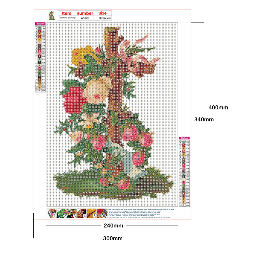 Flower Cross - Full Round Drill Diamond Painting 30*40CM