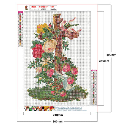 Flower Cross - Full Round Drill Diamond Painting 30*40CM