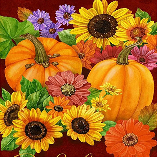 Pumpkin Sunflower - Full Round Drill Diamond Painting 40*40CM