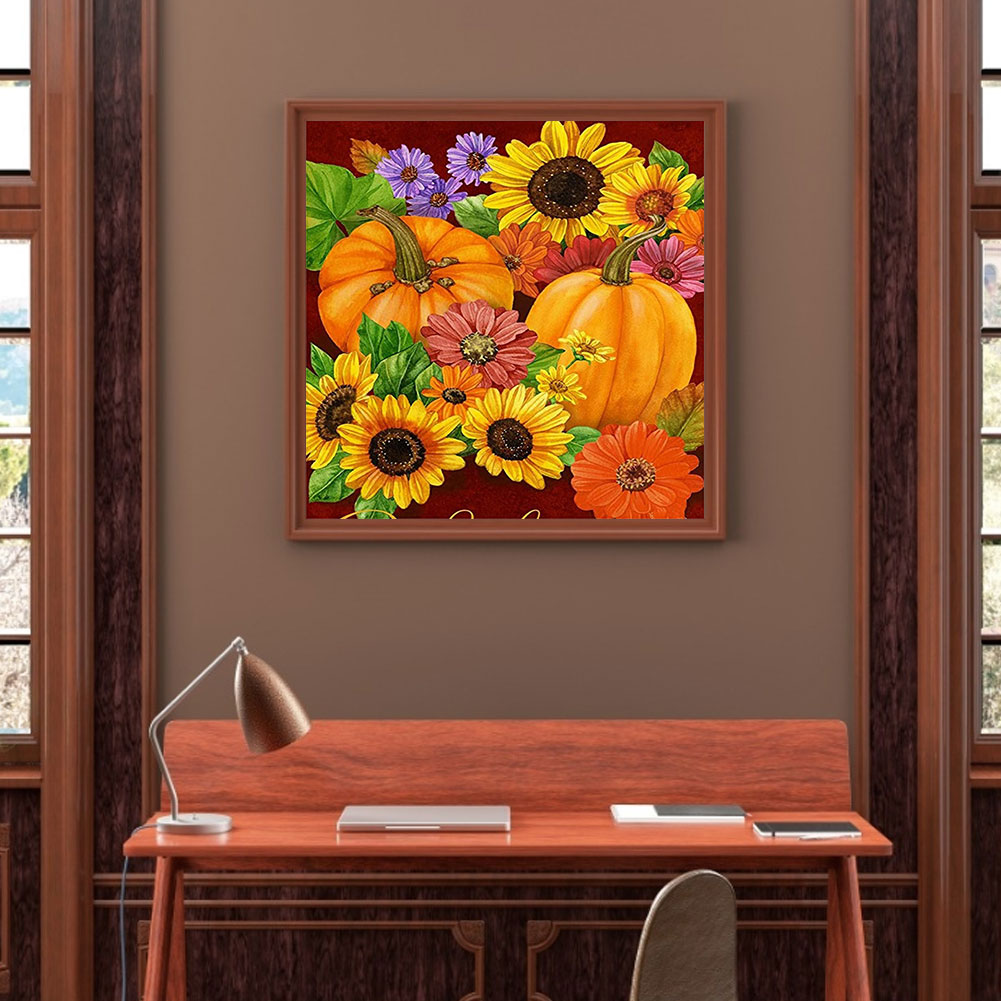 Pumpkin Sunflower - Full Round Drill Diamond Painting 40*40CM