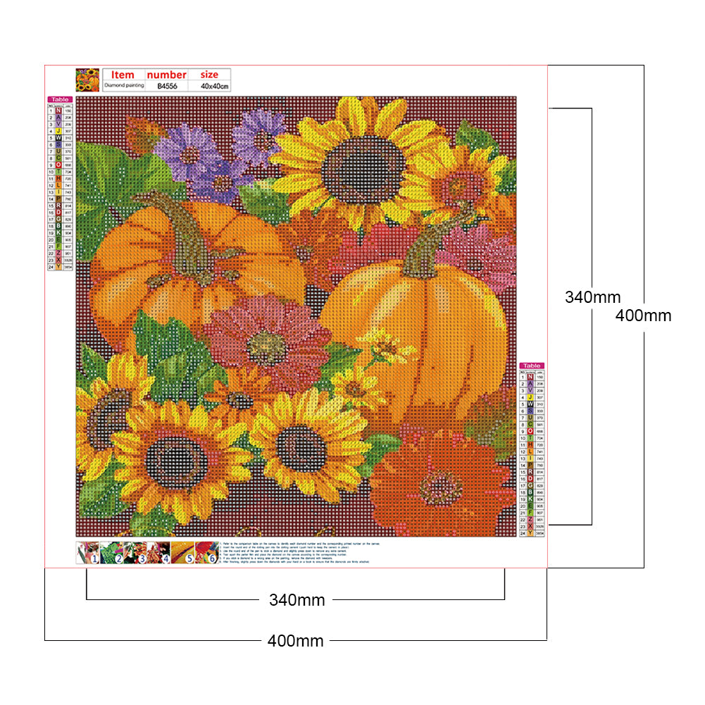 Pumpkin Sunflower - Full Round Drill Diamond Painting 40*40CM