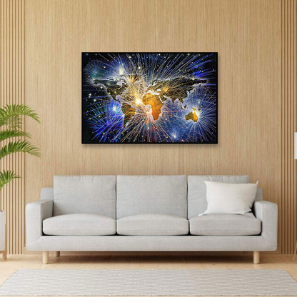 Fireworks World Map - Full Round Drill Diamond Painting 50*30CM