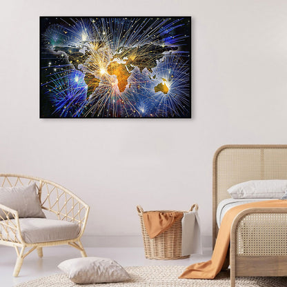 Fireworks World Map - Full Round Drill Diamond Painting 50*30CM