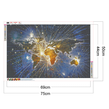 Fireworks World Map - Full Round Drill Diamond Painting 50*30CM