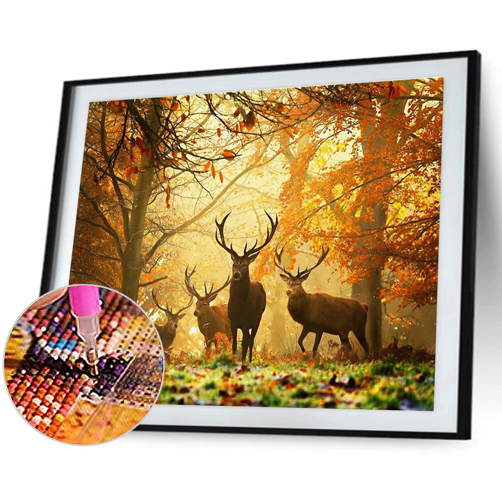 Deer In The Forest - Full Round Drill Diamond Painting 40*30CM